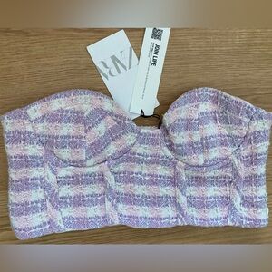 NWT Zara Pink and Purple knit Bustier Top S Small